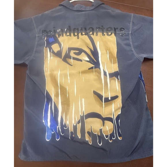 Ecko Unltd Mens Mindquarters Graphic Vintage Y2K Polyester Camp Shirt Grey XL - Picture 5 of 10